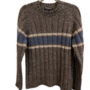 Concrete Men's Gray and Blue Striped Sweater M
